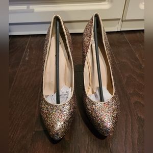 BRAND NEW Diva Lounge Confetti Glitter Sparkle Heels, 8.5US